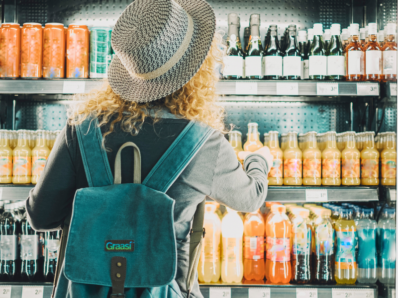 woman shopping for beverages
